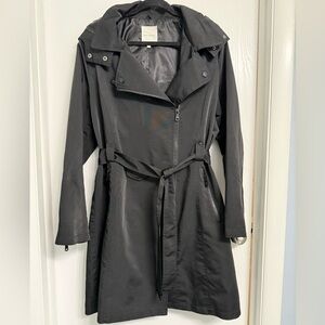 Avec Les Filles Black Water Resistant Moto Trench Coat (XL)